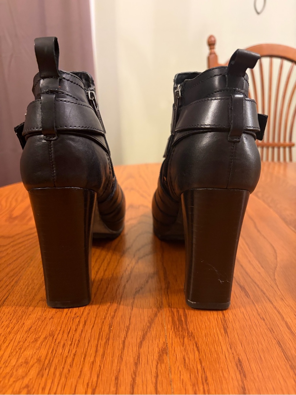 Women’s Black Buckle Ankle Boots - Picture 3 of 7